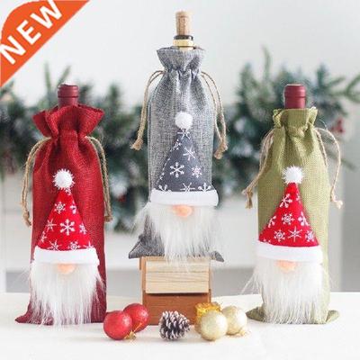 Christmas Burlap Wine Bottle Cover Reusable Wine Bottle