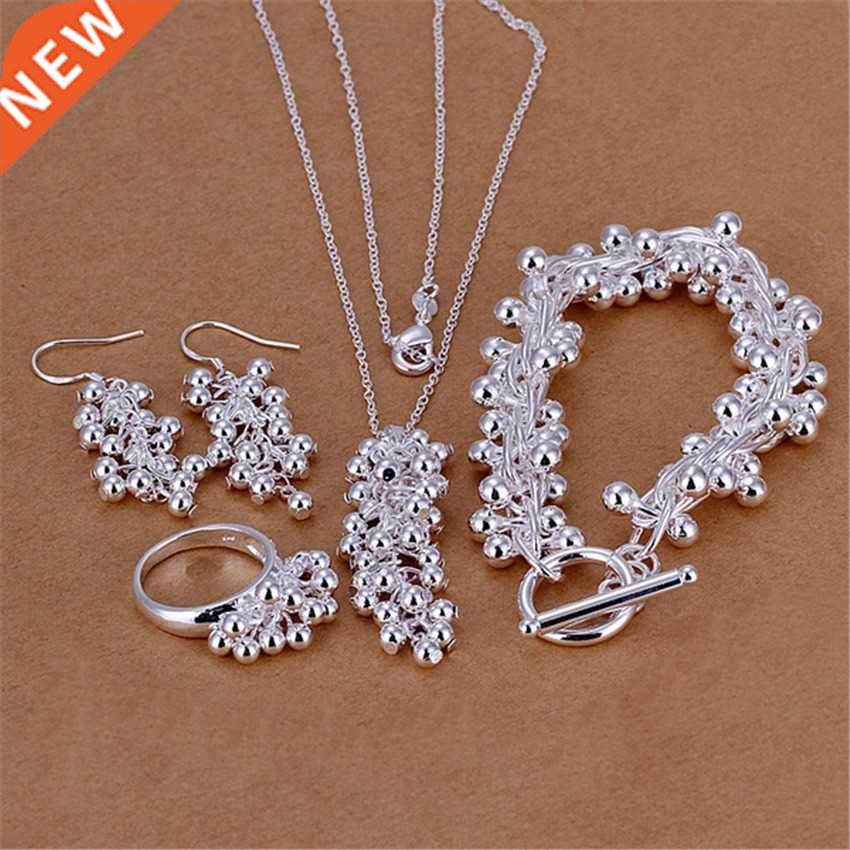 fashion 925 silver jewelry set earrings bracelet rings neck