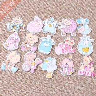 25mm 20pcs Mixed No Holes Pink Blue Cute Baby Painting Woode