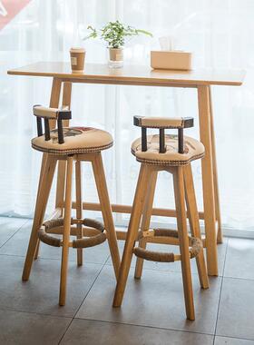 American bar chair solid wood retro bar chair swivel front