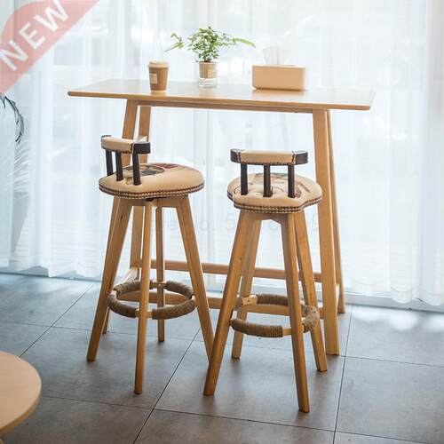 American bar chair solid wood retro bar chair swivel front
