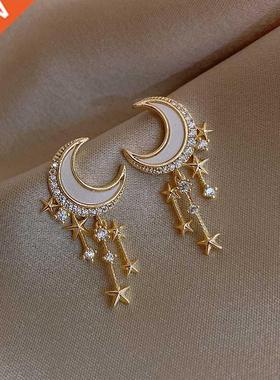 2021 New ndy Moon Dangle Earrings For Women Temperament Pear