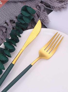 Flatware 18/10 Stainless Steel Cutlery Set Green Gold Dinner