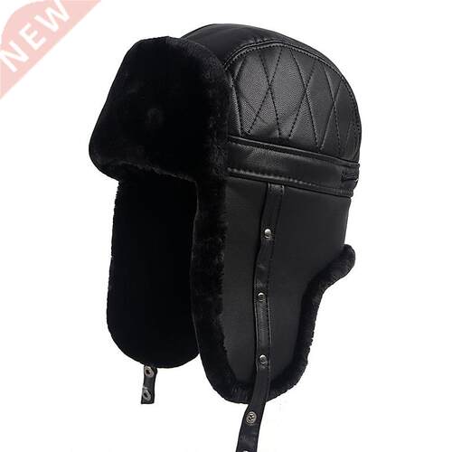 High Quality 2022 Winter Warm Leather Pilot Cap Soviet Russi