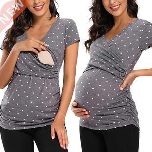 Womens Maternity Clothes Breastfeeding Clothing Short Sleeve