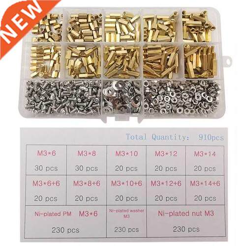 910Pcs/Box M3 Male Female Hex Brass Standoff Spacer with Pan