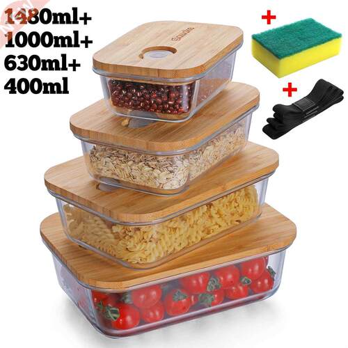 4PCS Refrigerator Food Storage Containers With Lid Kitchen