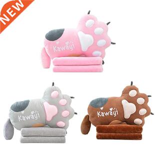 Cute Cartoon Paw Pillow Air Conditioning Blanket Keep Warm C