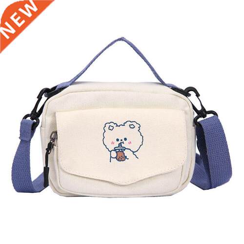 Small Women Canvas Shoulder Bags Korean Cartoon Print Fashio