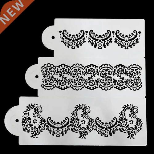 3PCS/SET Plastic Flower Fondant Cake Stencil Mould Border