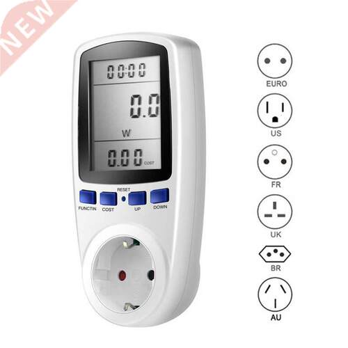 220V AC EU Digital LCD Power Meter Wattmeter Socket Wattage