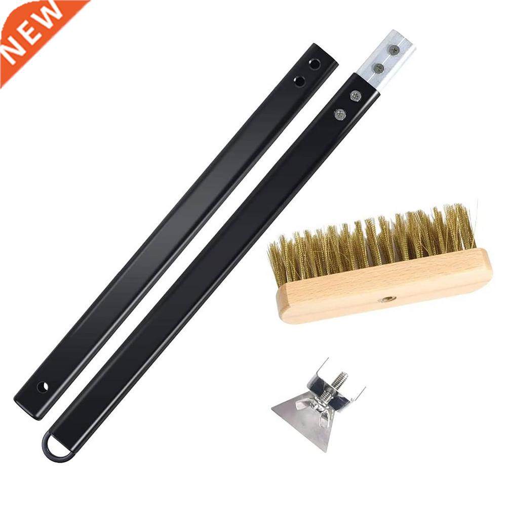 Pizza Oven Brush With Scraper Durable Brass Bristles Pizza