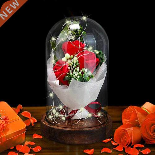 New Flower Beauty and the Beast LED Eternal Rose in Glass