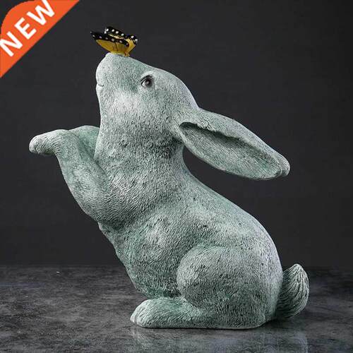 Aerican Cartoon Rabbit Hoe Decor Creative Resin Gardening