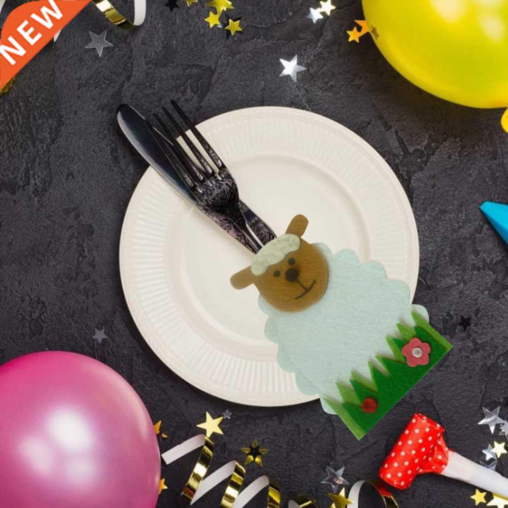 4pcs Portable Tableware Storage Bag Sheep Knife And Fork