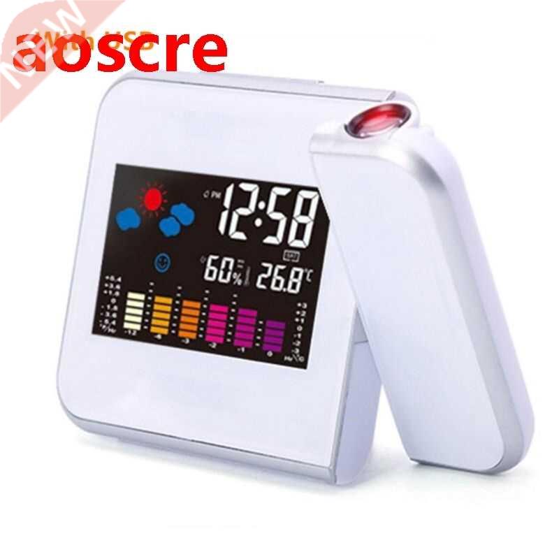Projection Digital Weather LCD Snooze Alarm Clock Color Disp