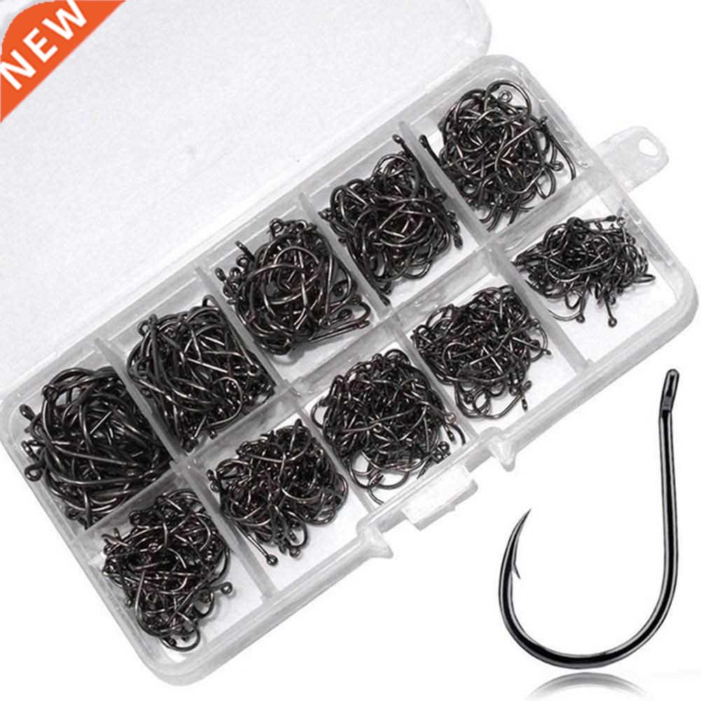 100pcs Fishing Hooks Set Carbon Steel Single Circle Fishhook