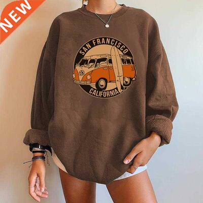 San Francisco California Print Women Sweatshirts Vintage Bus