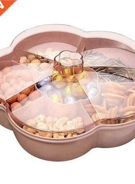 Snack Storage Box, Flower Shape Snack Tray with Lid,Nut Cand