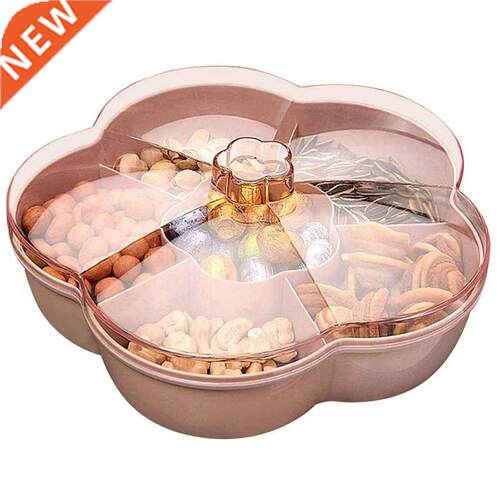 Snack Storage Box, Flower Shape Snack Tray with Lid,Nut Cand