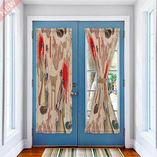 Japan Red Sun Geisha Woman Dragon Bamboo Door Curtains