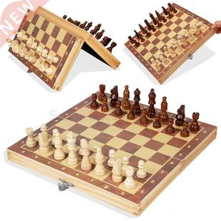 Magnetic Wooden Folding Chess Set with Felted Game Board
