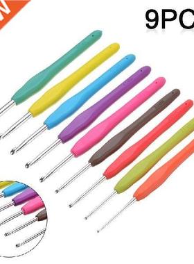 9pcs Crochet Hook Kit Soft Handle Aluminum Knitting Hook