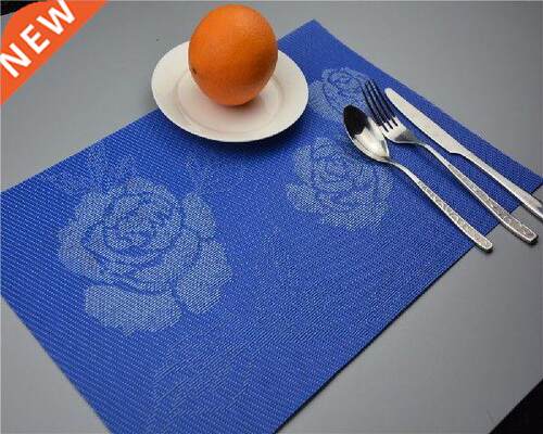 4pcs/lot Rose Pattern Placemat PVC Hotel Dining Table Mat