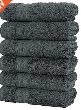6PC Cotton Towels Soft Absorbent Lge Towel Face/Bath