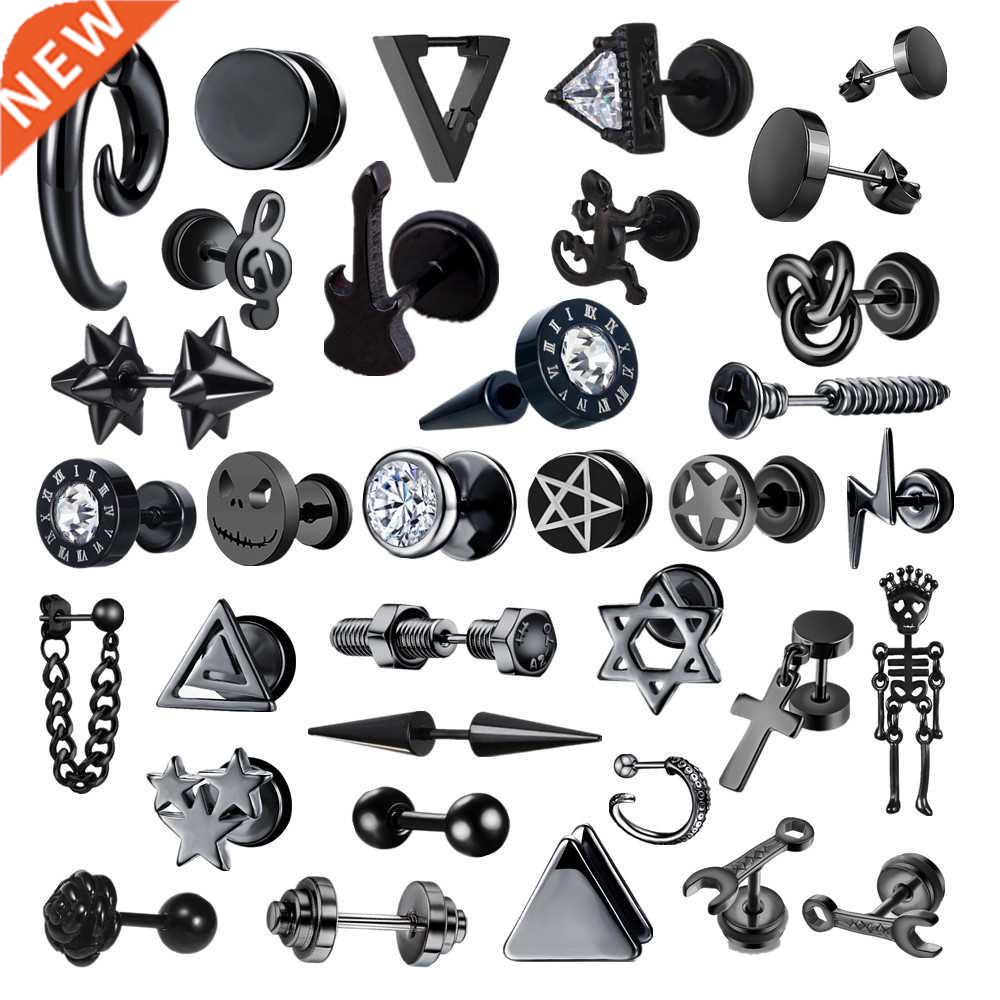 Small Black Punk Stud Earrings For Women Men Boy 2022 New Fa