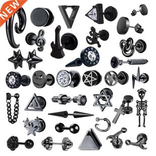 Small Black Punk Stud Earrings For Women Men Boy 2022 New Fa