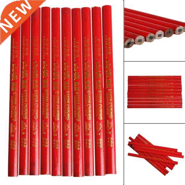 10x 175mm Carpenters Pencils Black Lead For  Builders Joi