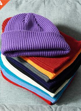 2021 Autumn Black Red Winter Men Women Knitted Hat Solid Sku