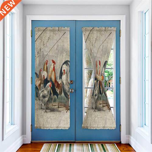 Farm Rooster Chicken Retro Illustration Door Curtain