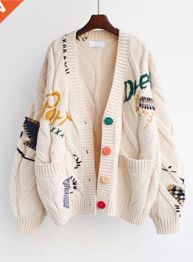 2020 Autumn Winter Women Cardigan Warm Knitted Sweater Jacke