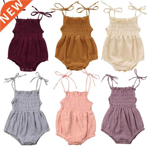 Citgeett Summer Newborn Infant Baby Girl Solid Bodysuit Jump