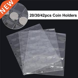 1 Page 20/0/42 Pockets Plastic Coin Holder Sheet For Storag