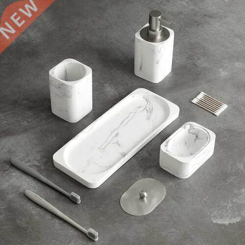 Bathroom Accessories Set Soap Dispenser Cotton Jar Mouthwash