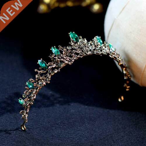 Luxury Vintage Green Crystal Bridal Tiaras Crowns Baroque Pa