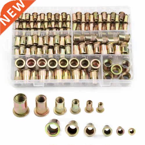 165/210PCS Carbon Steel Rivet Nuts Flat Head Rivet Nuts Set