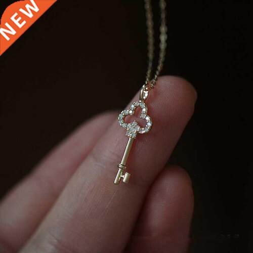 925 Sterling Silver Pavé Crystal Vintage Key Pendant