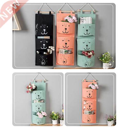 3 Pockets Cute Wall Mounted Storage Bag Closet Organizer Clo