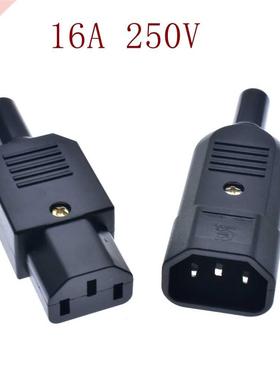 IEC Socket Straight Cable Plug Connector C13 C14 16A 250V Bl