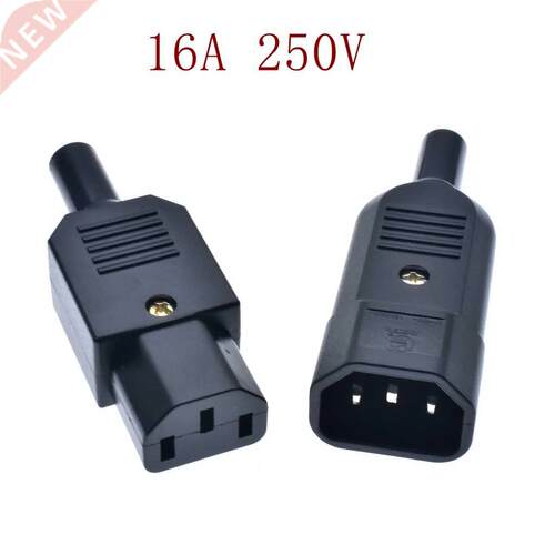 IEC Socket Straight Cable Plug Connector C13 C14 16A 250V Bl