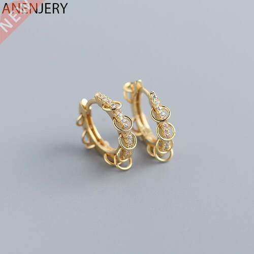 ANENJERY Silver Color Circle Hoop Earrings for Women Men Pun