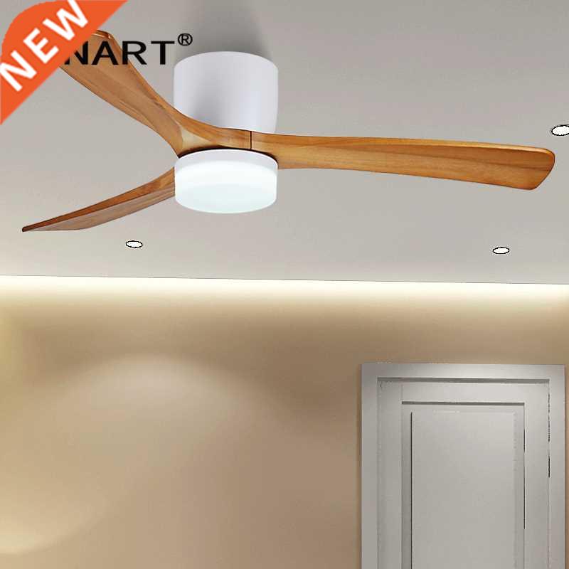 48Inch Low Floor Wooden Led Dc Ceiling Fan With Lamp Remote