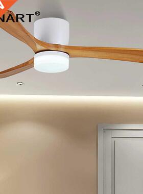 48Inch Low Floor Wooden Led Dc Ceiling Fan With Lamp Remote