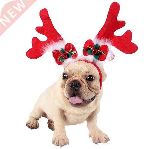 Christmas Pet Headband Fashion Cute Antler Bell Bowknot