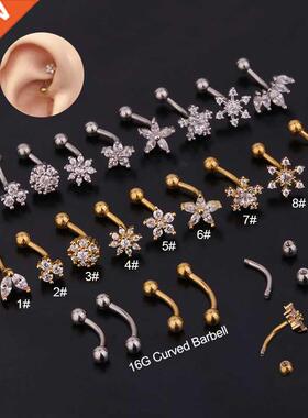 1Pc 1.6x8mm Eyebrow Daith Snug Ring Piercing Curved Barbell