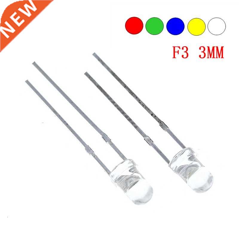 5Colors x20pcs =100pcs F3 Ultra Bright 3MM Round Water Clear